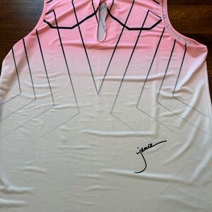 Jamie Sadock Pink and White Geometric Tank Top